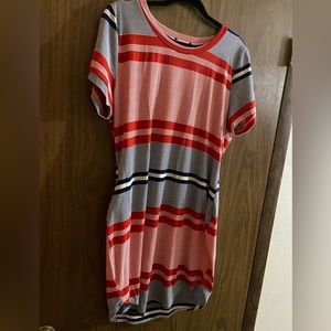 Charlotte Russe red white & blue t-shirt dress striped size XL